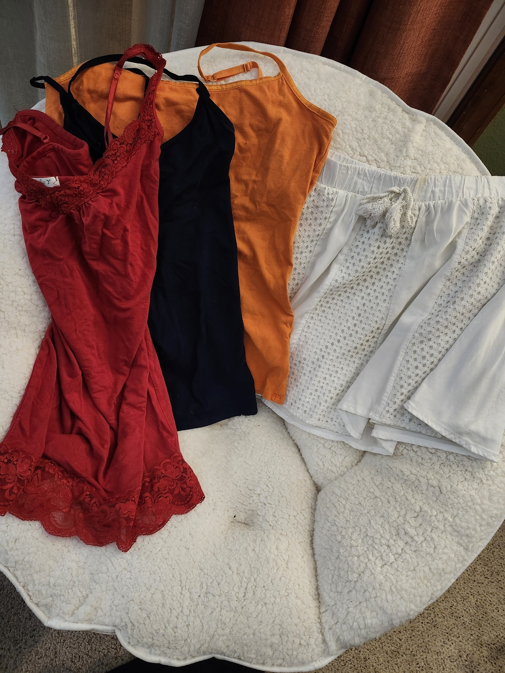 Xhilaration White Elastic Waistband Skirt And Tanks Red, Blue, Orange